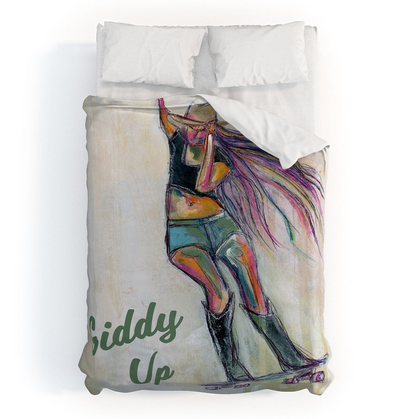 Sophia Buddenhagen Giddy Up Skater Girl Duvet Cover