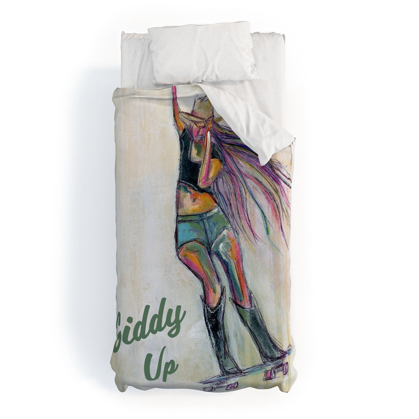 Sophia Buddenhagen Giddy Up Skater Girl Duvet Cover