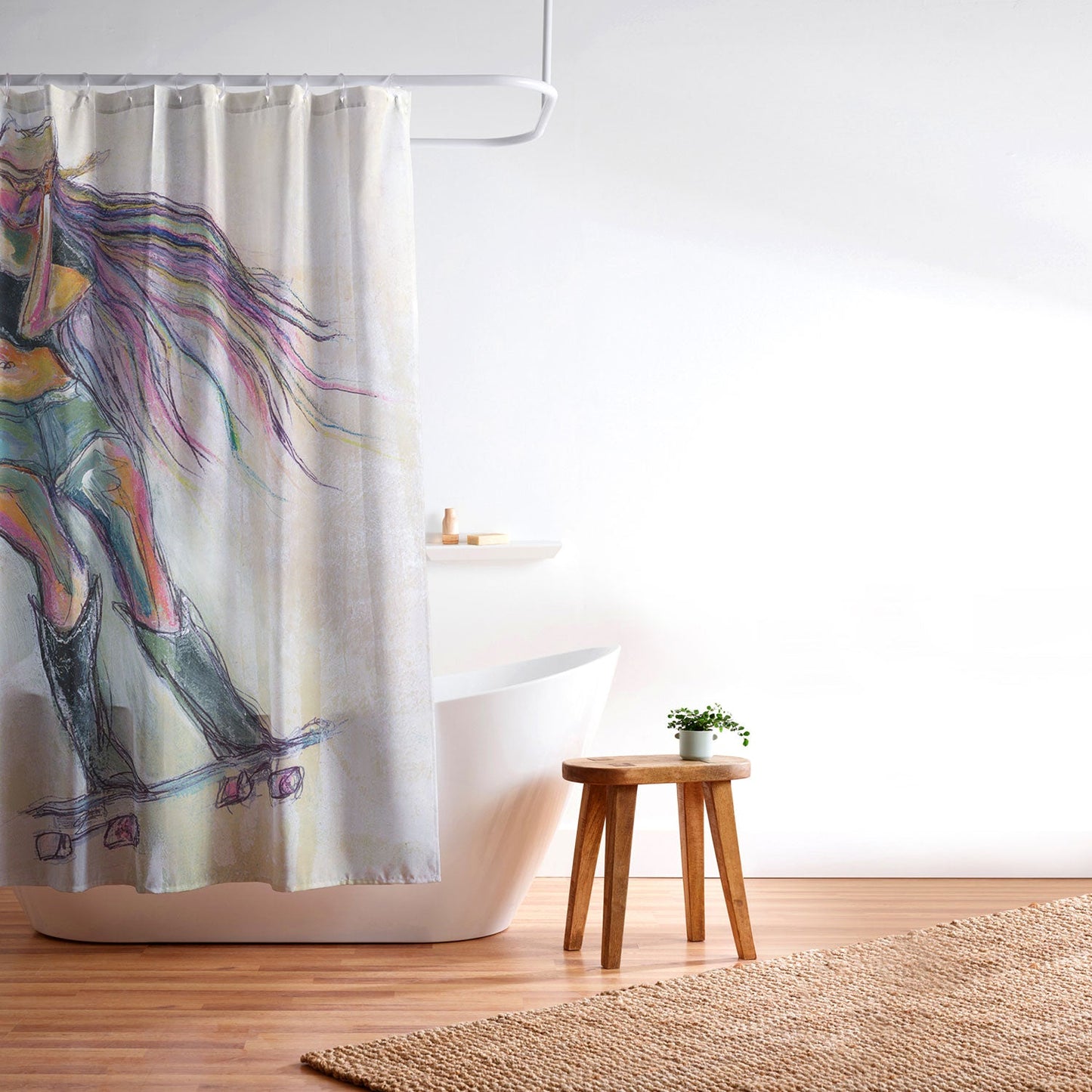 Sophia Buddenhagen Giddy Up Skater Girl Shower Curtain