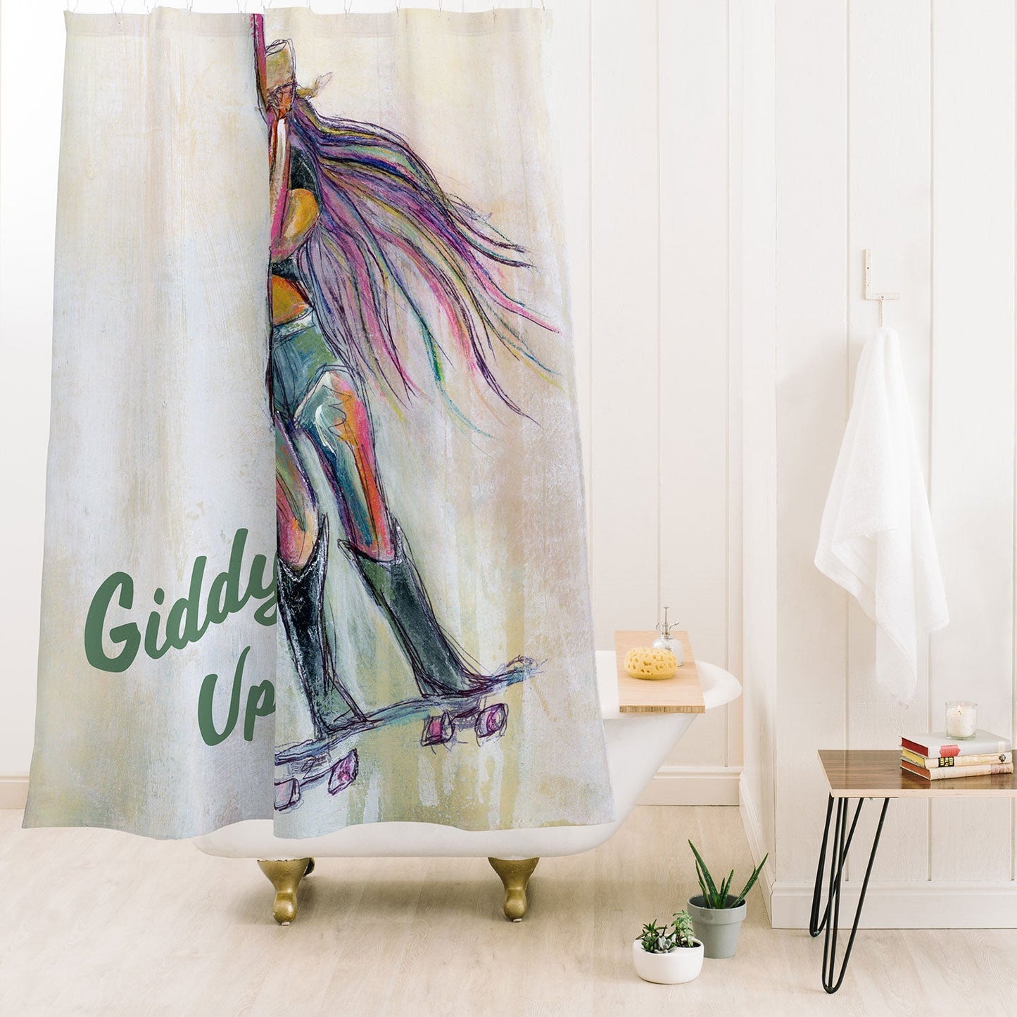 Sophia Buddenhagen Giddy Up Skater Girl Shower Curtain