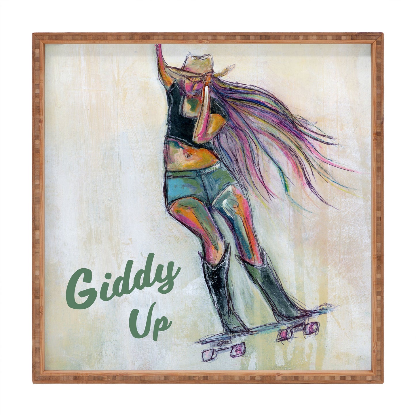 Sophia Buddenhagen Giddy Up Skater Girl Square Tray