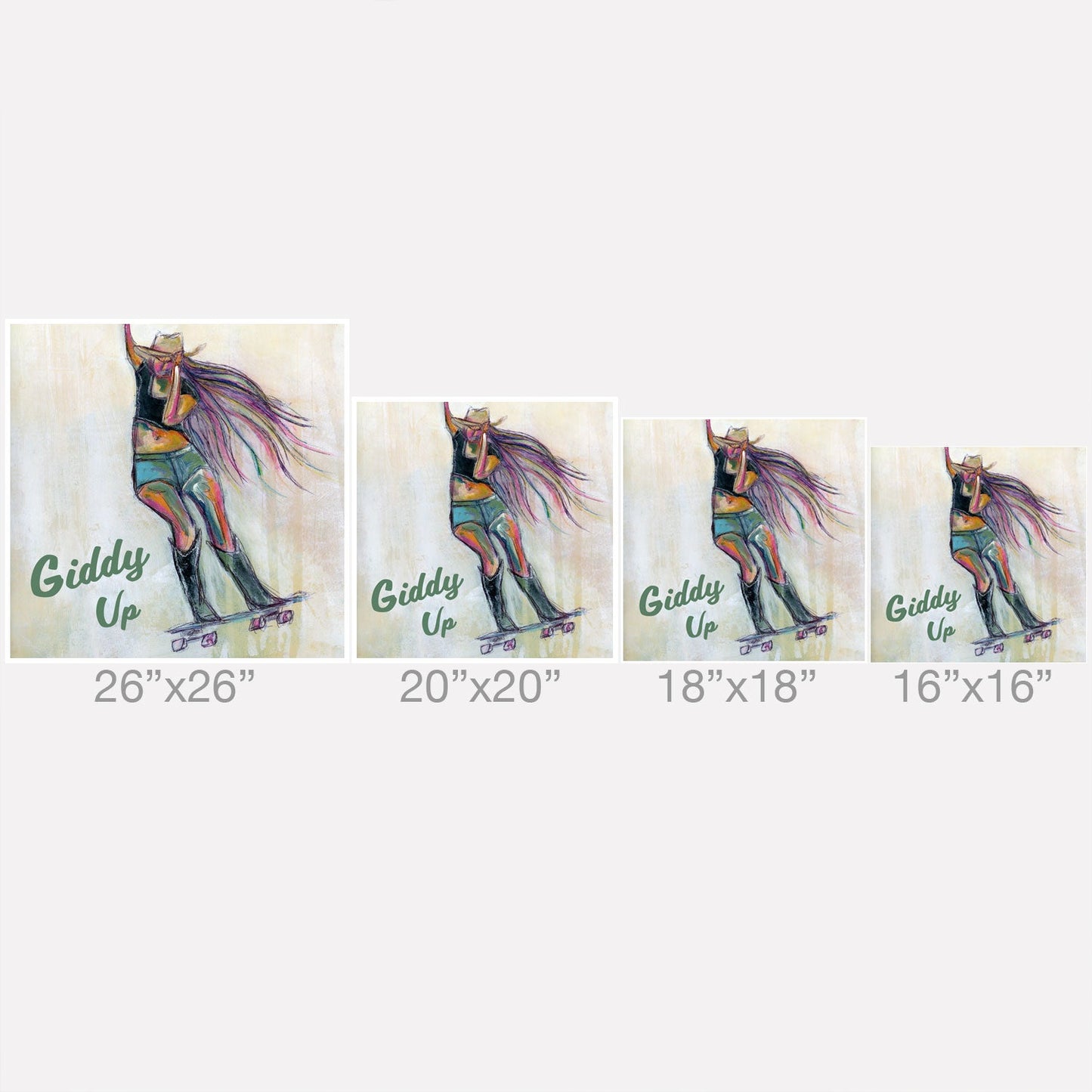 Sophia Buddenhagen Giddy Up Skater Girl Outdoor Throw Pillow