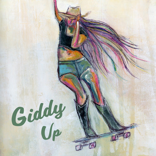Sophia Buddenhagen Giddy Up Skater Girl Shower Curtain