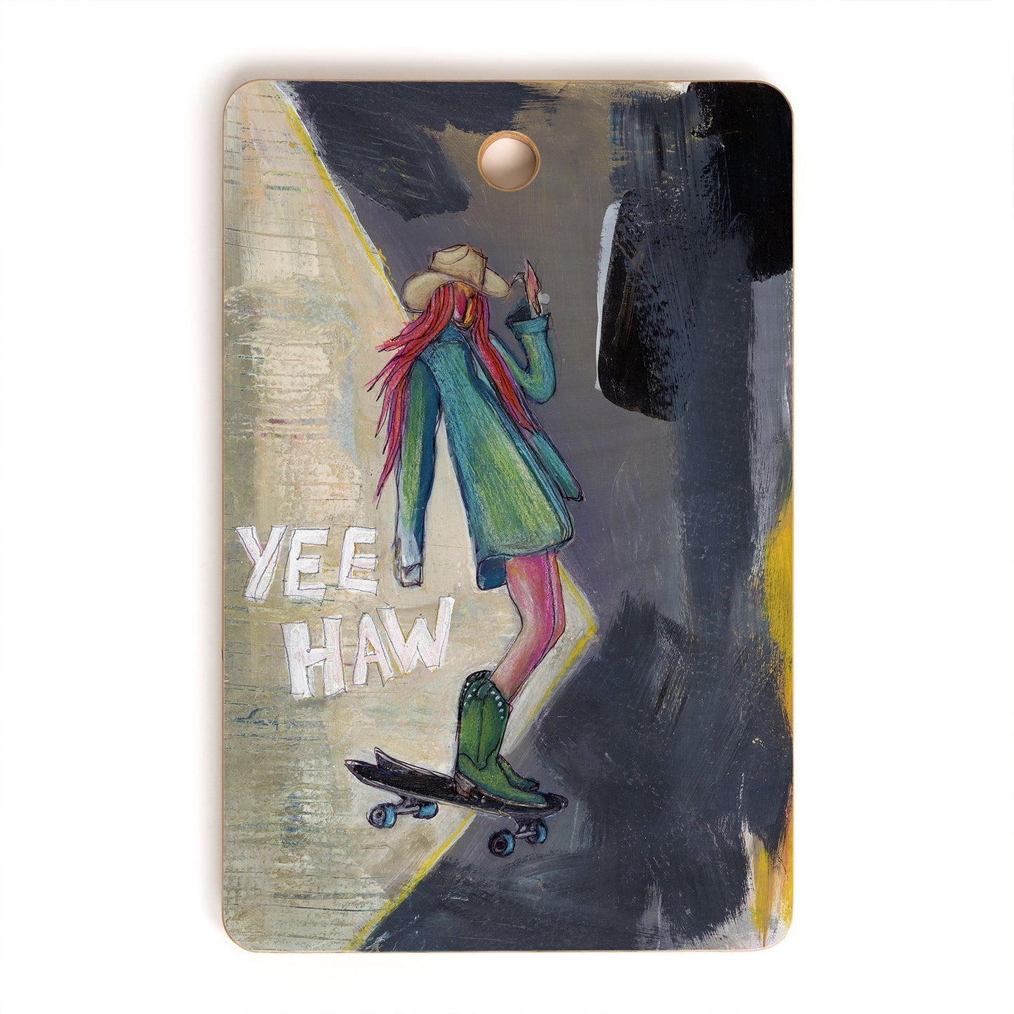 Sophia Buddenhagen Yee Haw Cowgirl Skater Cutting Board Rectangle