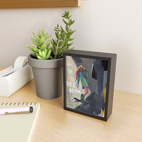 Sophia Buddenhagen Yee Haw Cowgirl Skater Framed Mini Art Print