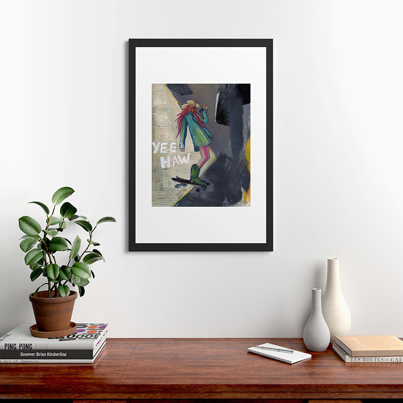 Sophia Buddenhagen Yee Haw Cowgirl Skater Framed Art Print
