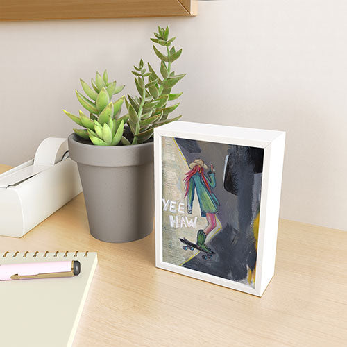 Sophia Buddenhagen Yee Haw Cowgirl Skater Framed Mini Art Print
