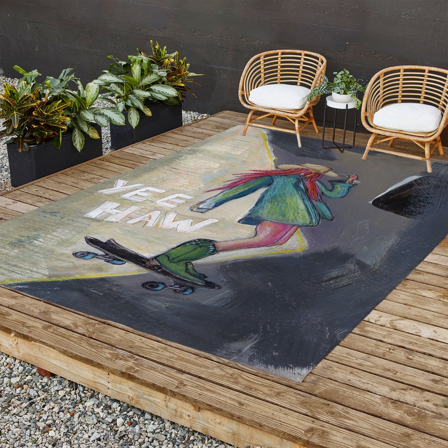 Sophia Buddenhagen Yee Haw Cowgirl Skater Outdoor Rug