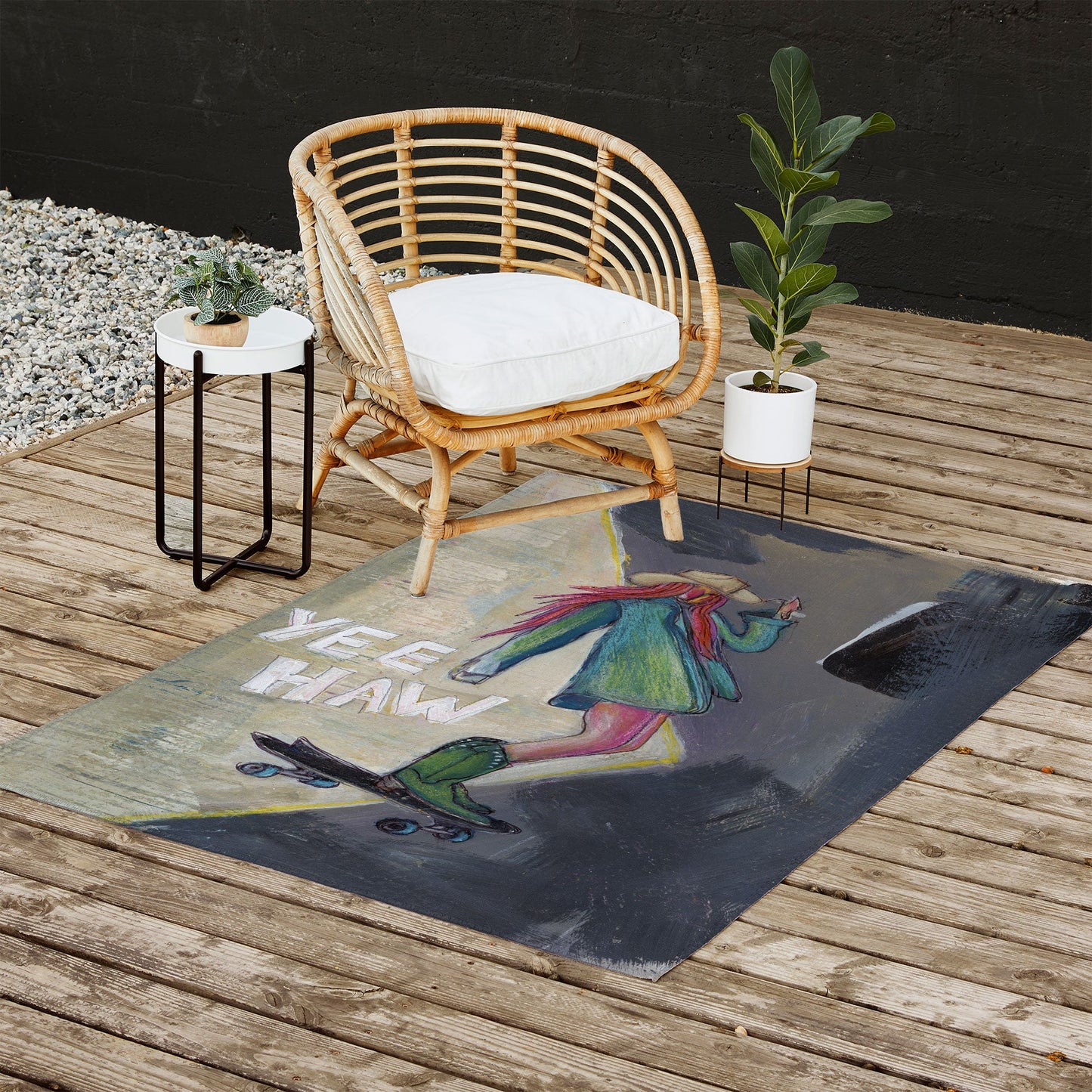 Sophia Buddenhagen Yee Haw Cowgirl Skater Outdoor Rug
