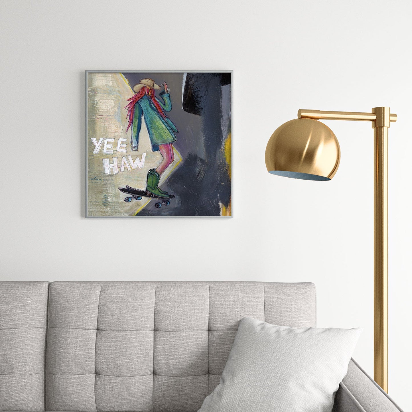 Sophia Buddenhagen Yee Haw Cowgirl Skater Square Metal Framed Art Print