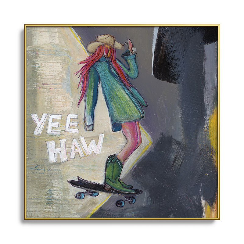 Sophia Buddenhagen Yee Haw Cowgirl Skater Square Metal Framed Art Print