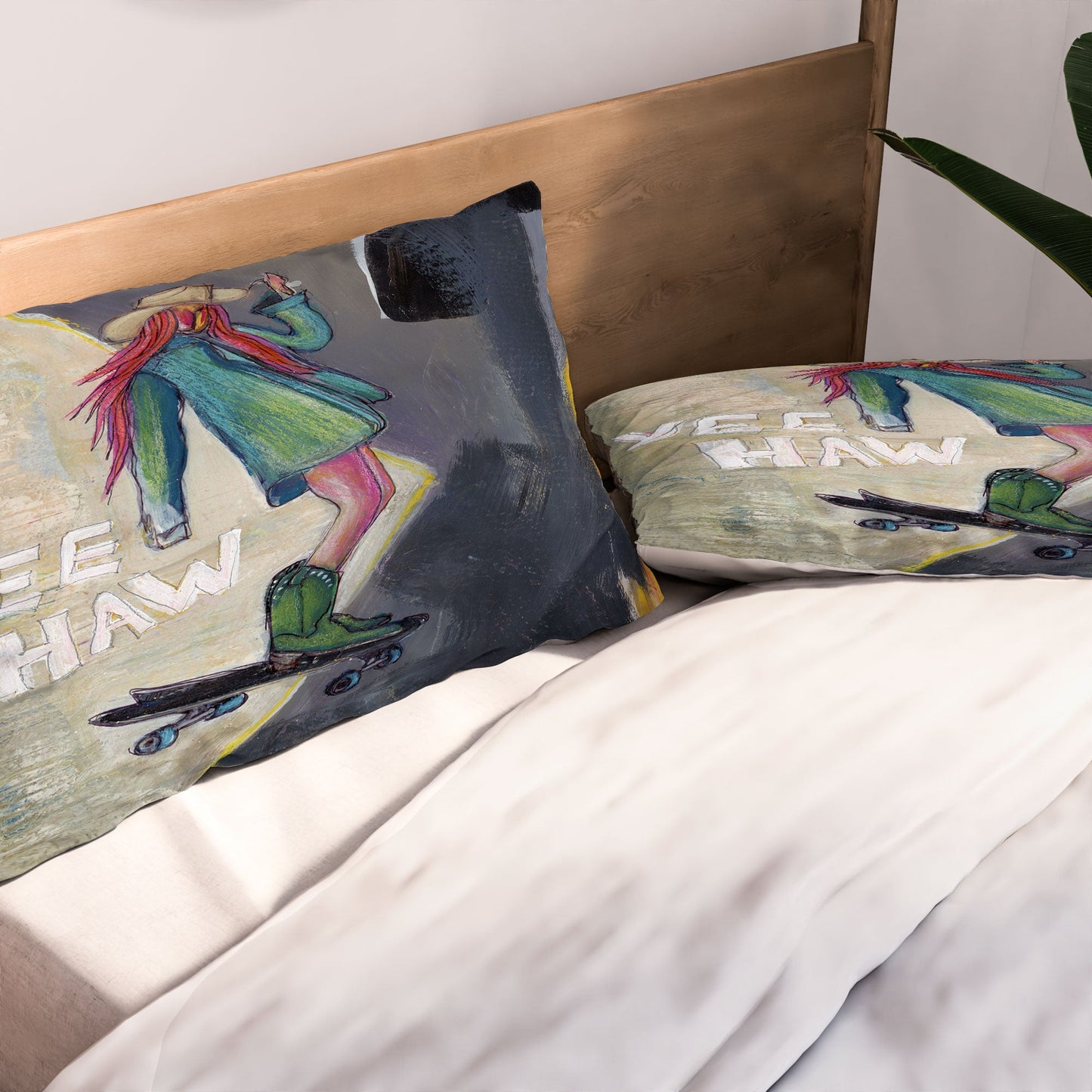 Sophia Buddenhagen Yee Haw Cowgirl Skater Pillow Shams