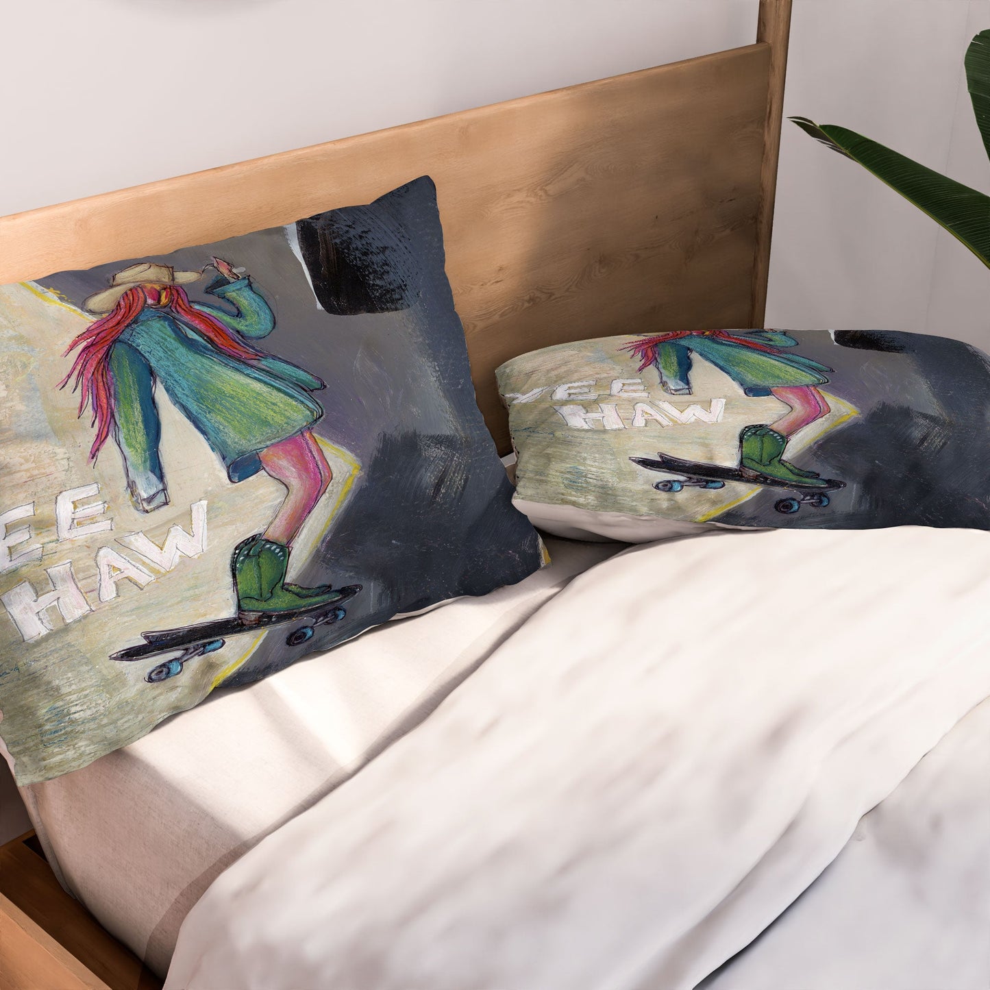Sophia Buddenhagen Yee Haw Cowgirl Skater Pillow Shams