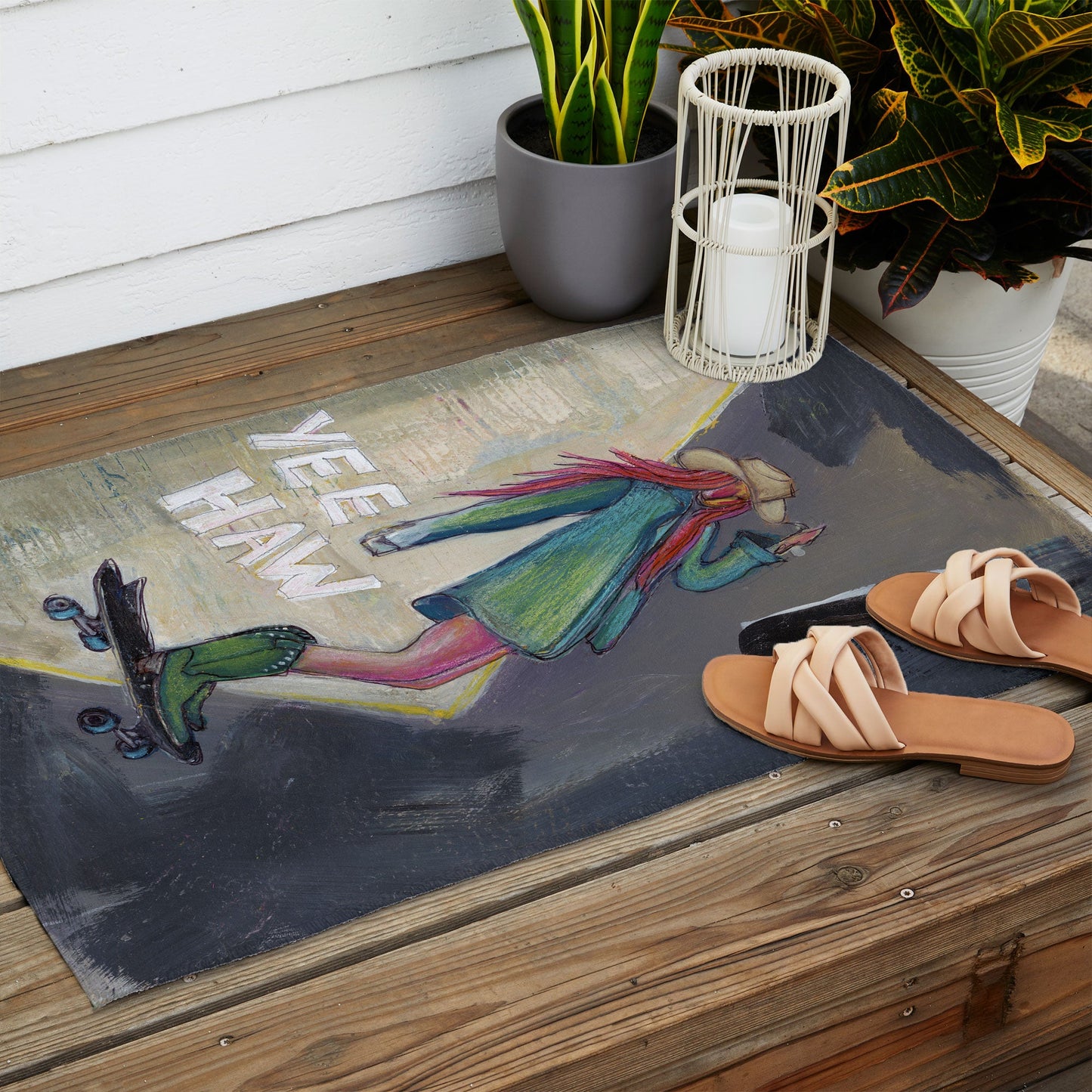 Sophia Buddenhagen Yee Haw Cowgirl Skater Outdoor Rug