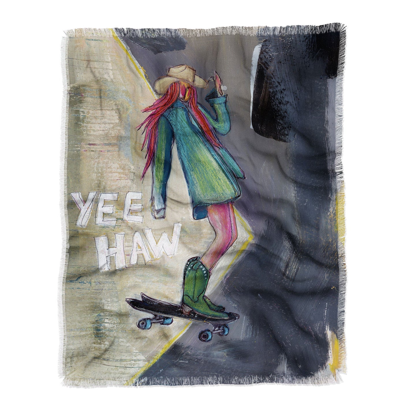 Sophia Buddenhagen Yee Haw Cowgirl Skater Throw Blanket