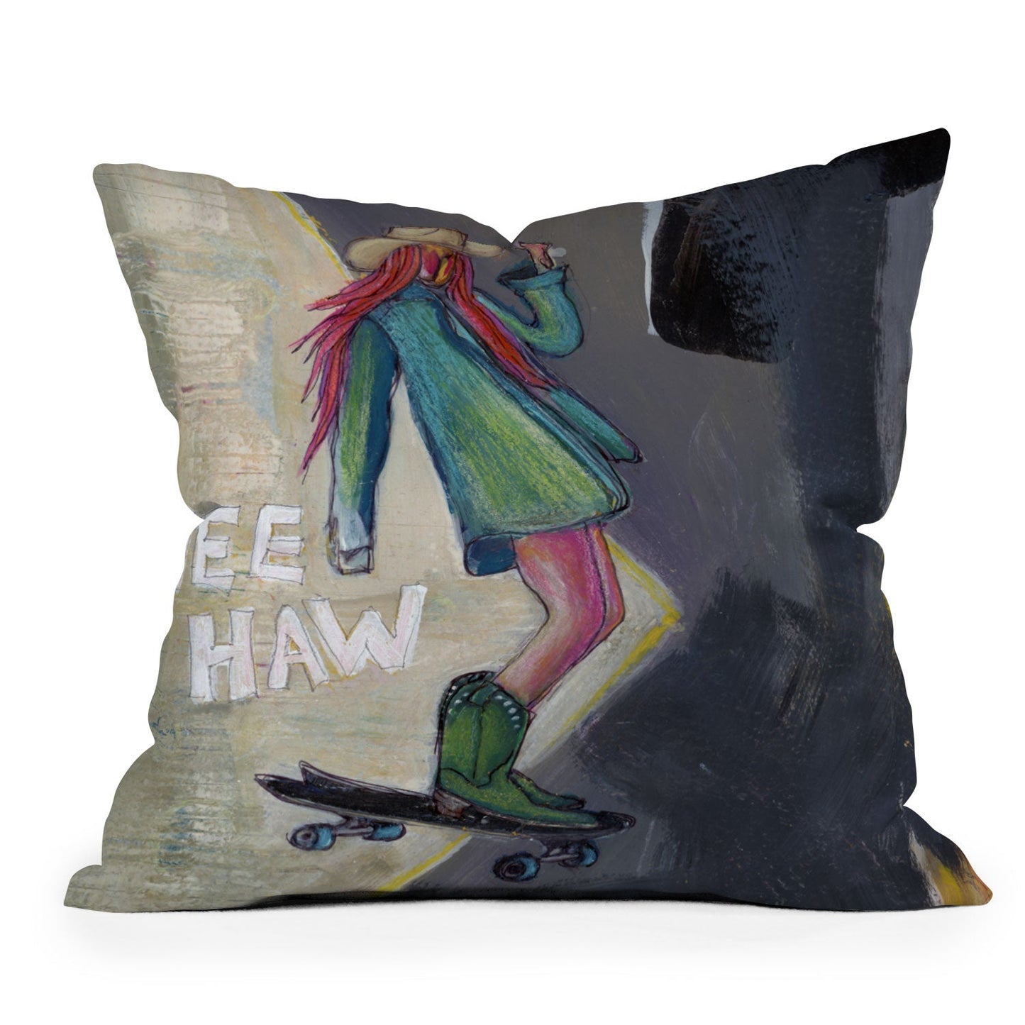 Sophia Buddenhagen Yee Haw Cowgirl Skater Throw Pillow