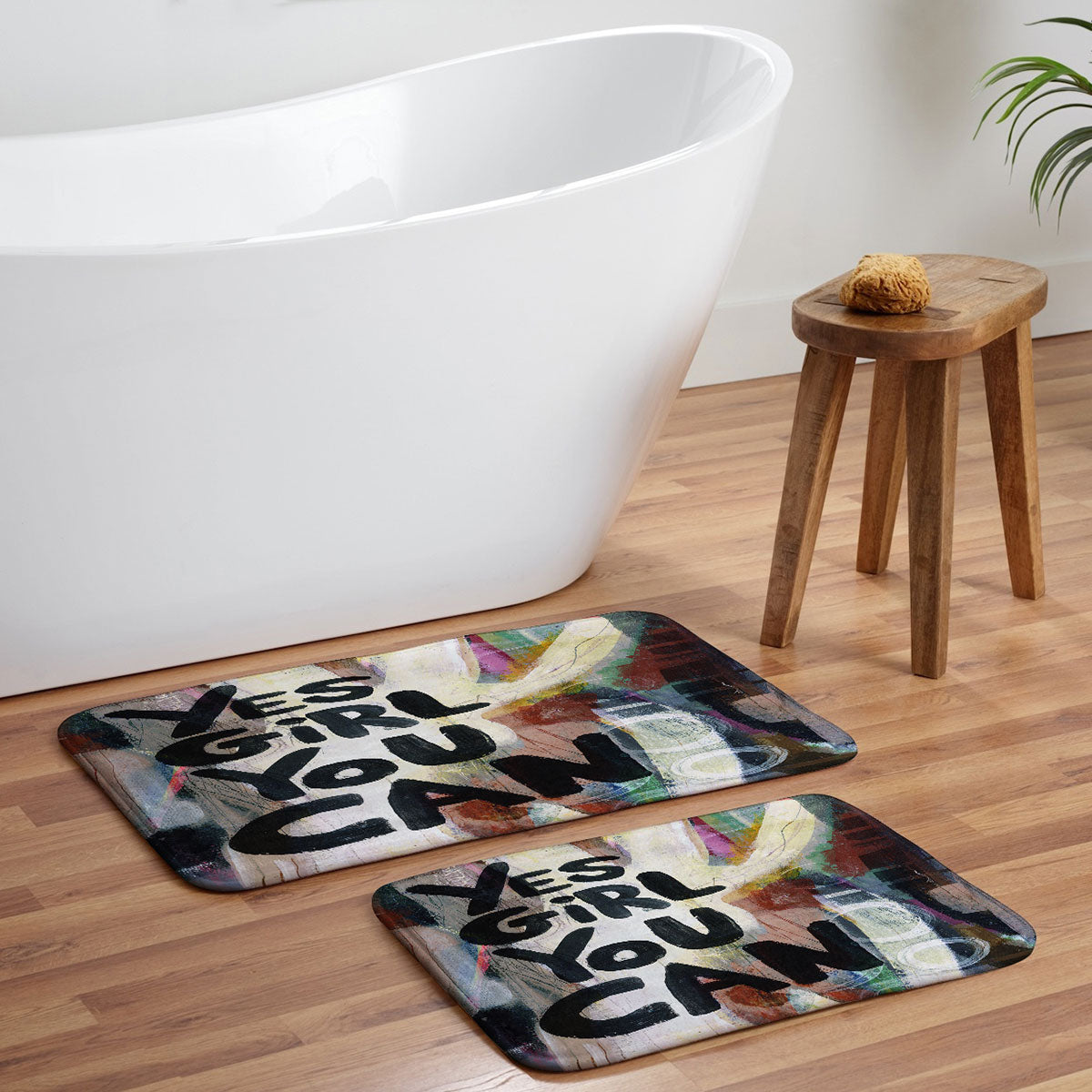 Sophia Buddenhagen Yes Girl You Can Memory Foam Bath Mat