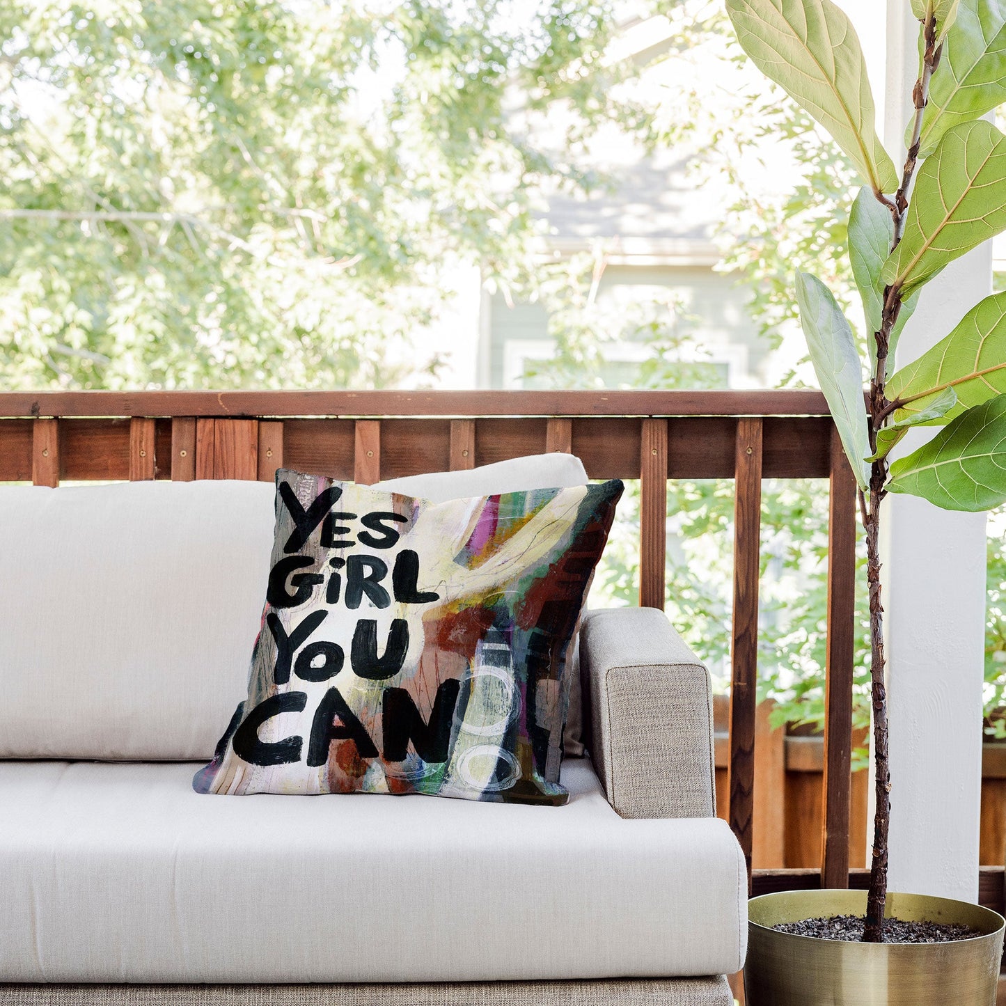 Sophia Buddenhagen Yes Girl You Can Outdoor Throw Pillow