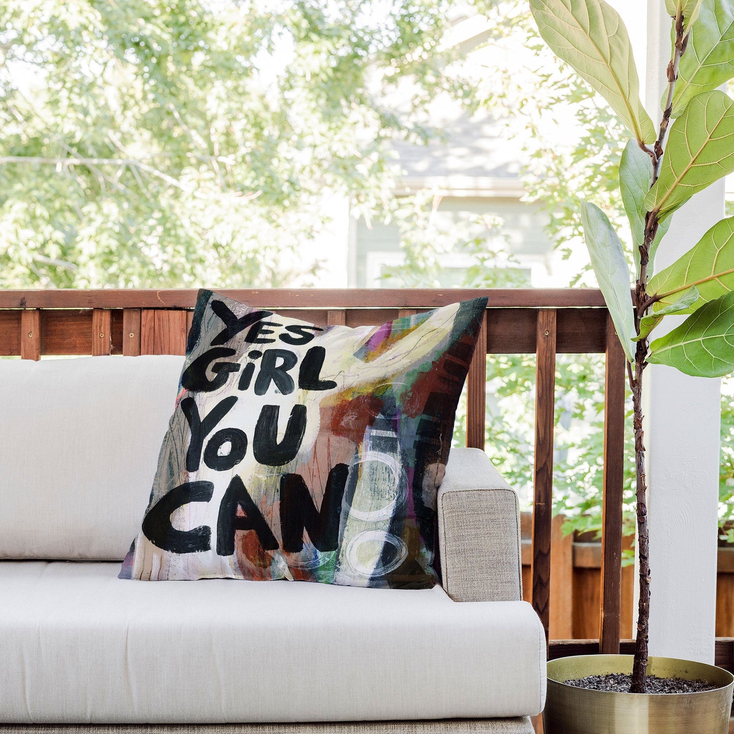 Sophia Buddenhagen Yes Girl You Can Outdoor Throw Pillow