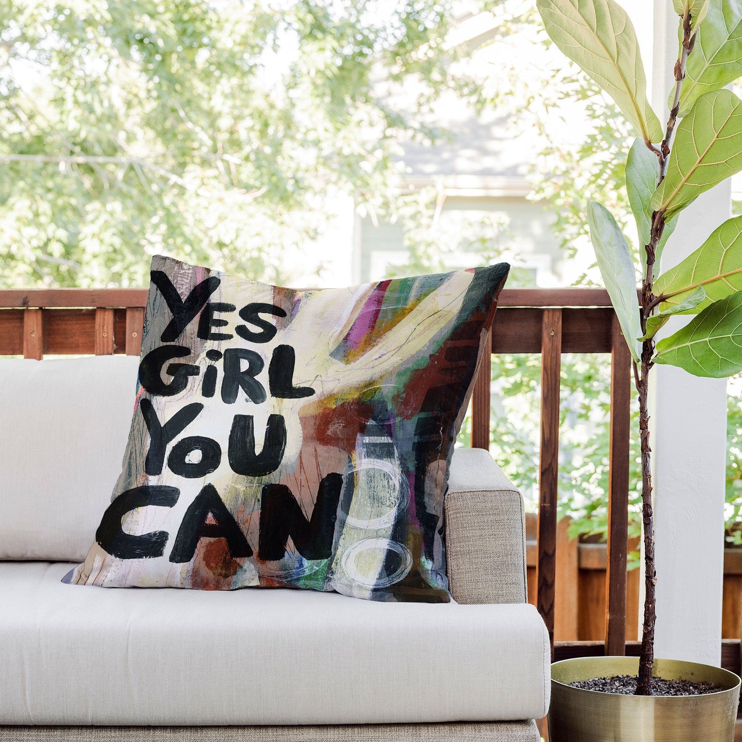 Sophia Buddenhagen Yes Girl You Can Outdoor Throw Pillow