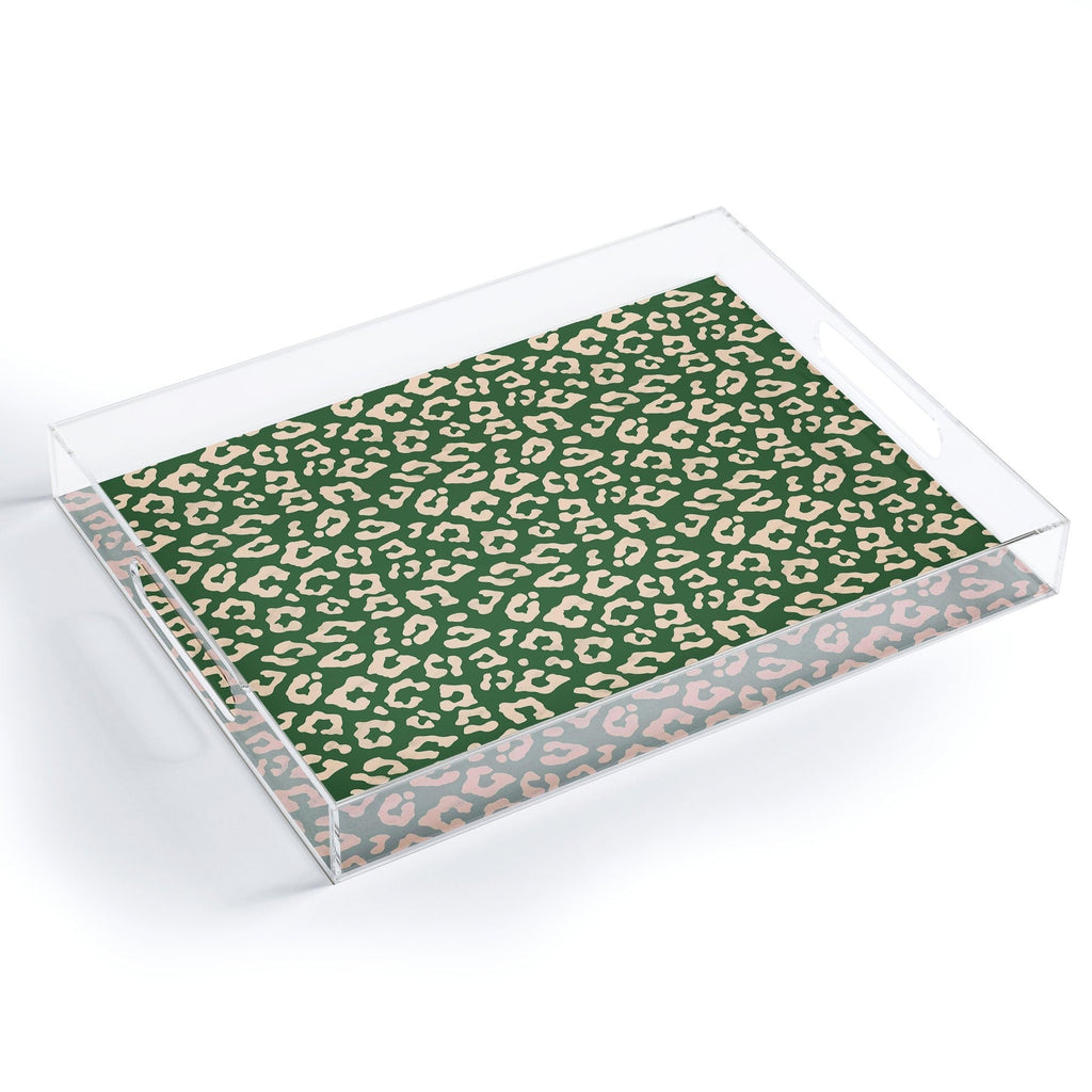 Avenie BR Cheetah Print In Green Acrylic Tray
