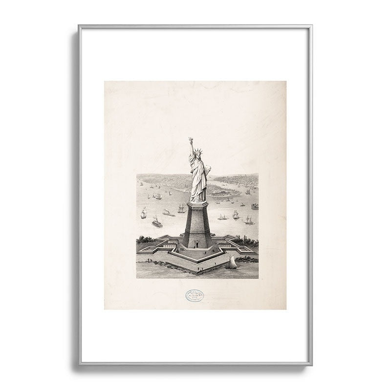 DENY Designs Vintage Lady Liberty Metal Framed Art Print