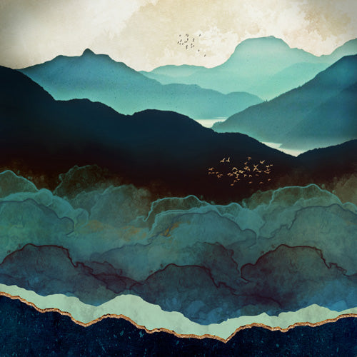 SpaceFrogDesigns Indigo Mountains Shower Curtain