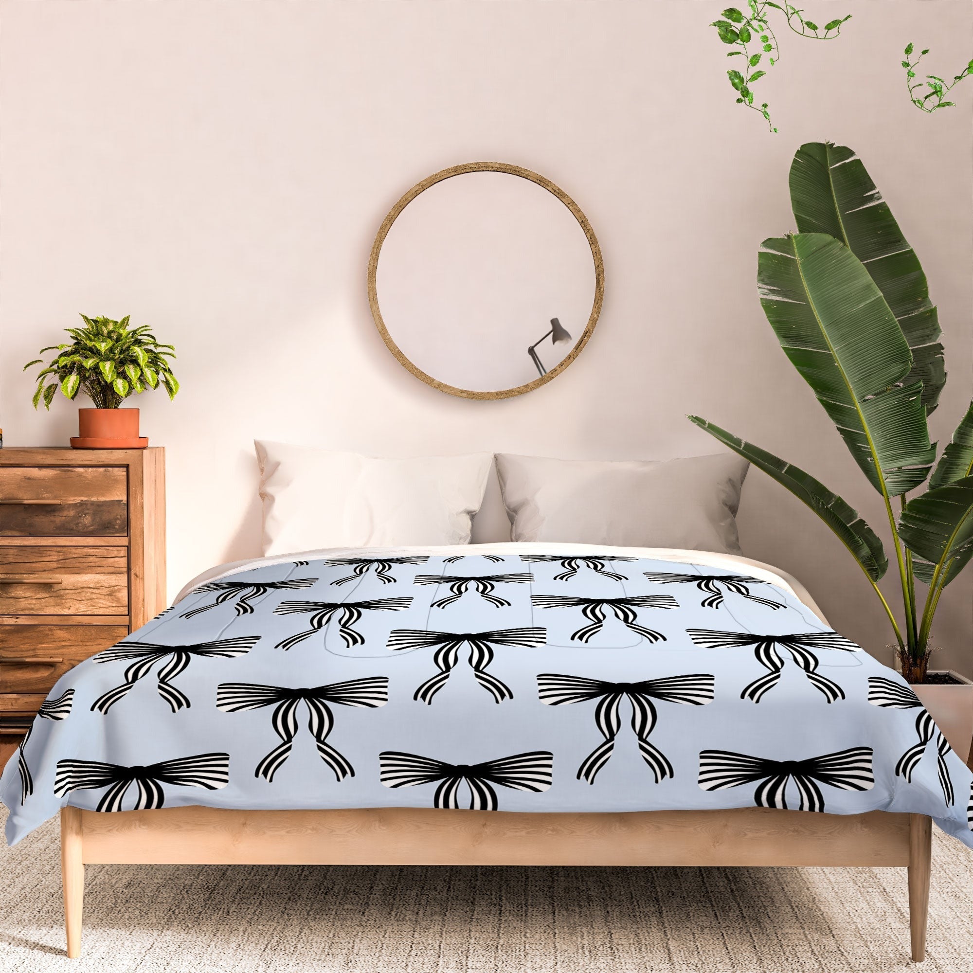 Design by Spark Black Striped Bows Comforter