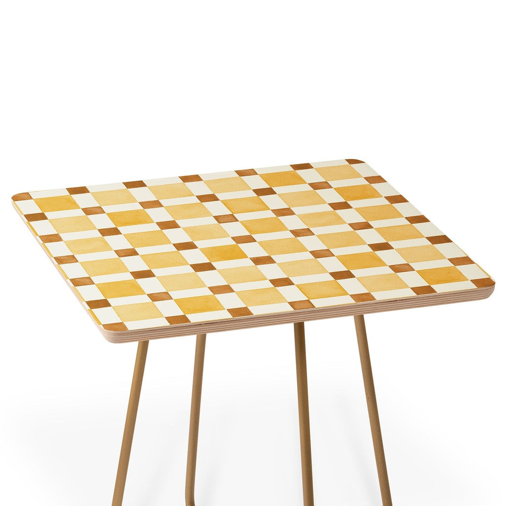 Ninola Design Everyday Artifact Checker Mosaic Tiles Geometry Yellow Side Table