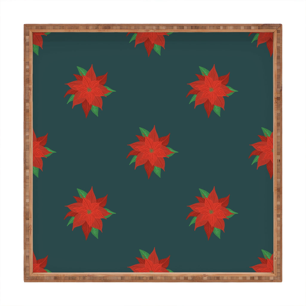 Design by Spark Poinsettia Florals Square Tray