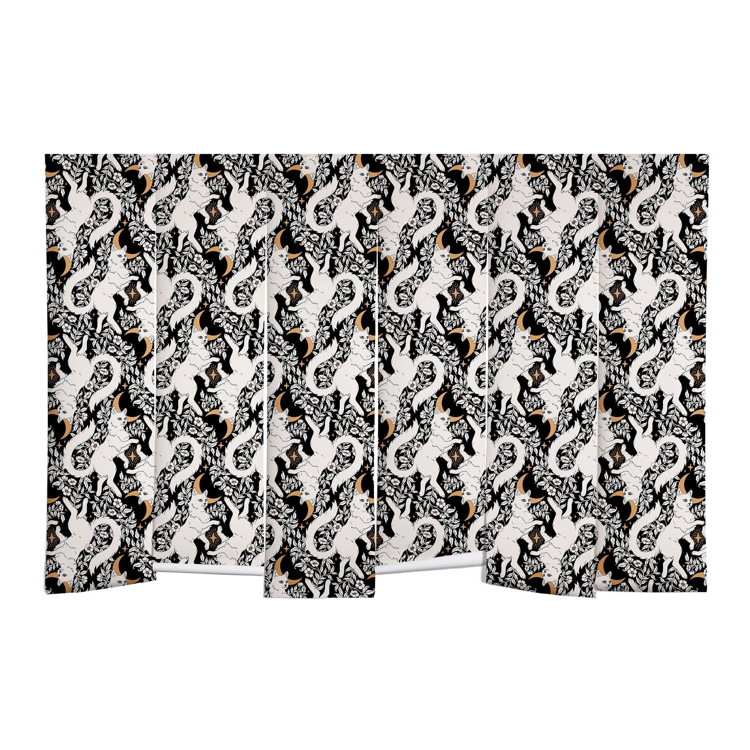 Avenie Celestial Cats Gold Wall Mural