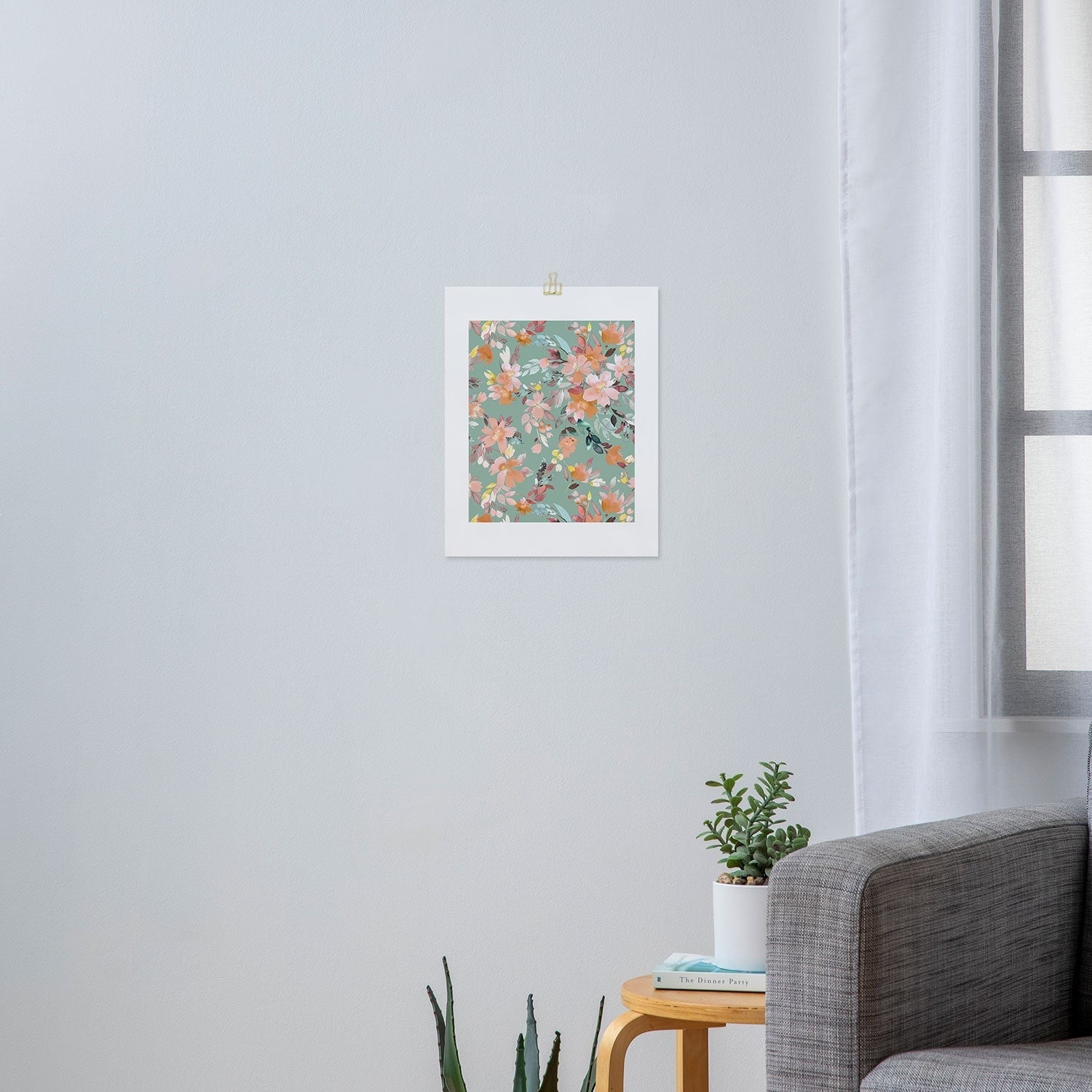 Ninola Design Botanic Retreat Floral Oleander Whimsical Teal Green Art Print