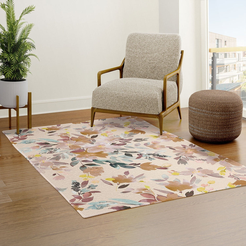 Ninola Design Botanic Retreat Floral Oleander Whimsical Soft Pink Area Rug