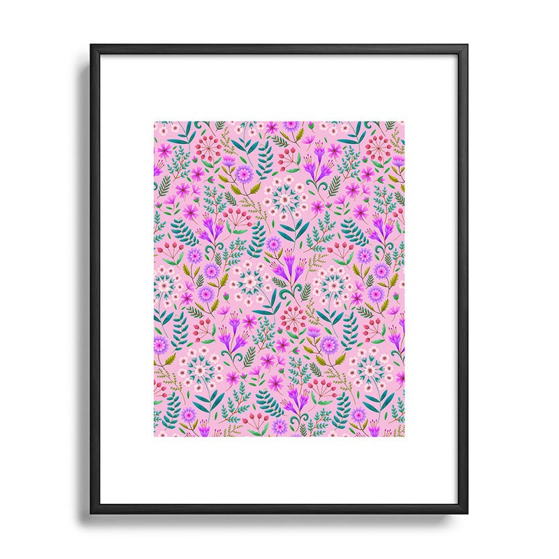 Pimlada Phuapradit Ditsy Purple Floral Half Drop Metal Framed Art Print