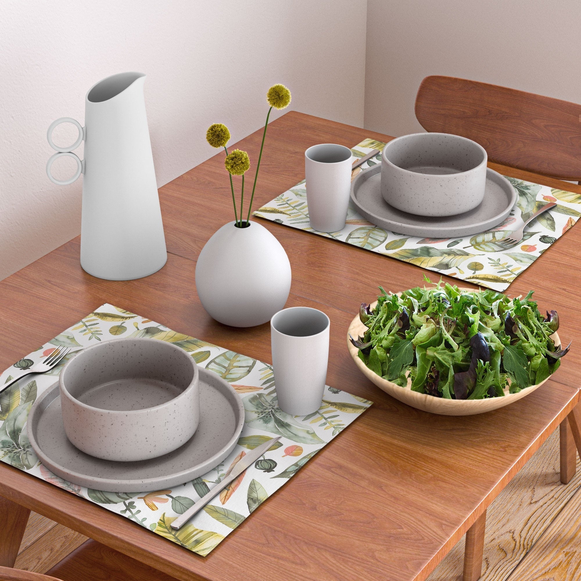 Ninola Design Botanic Retreat Tropical Jungle Leaves Botanical Green Orange Placemat