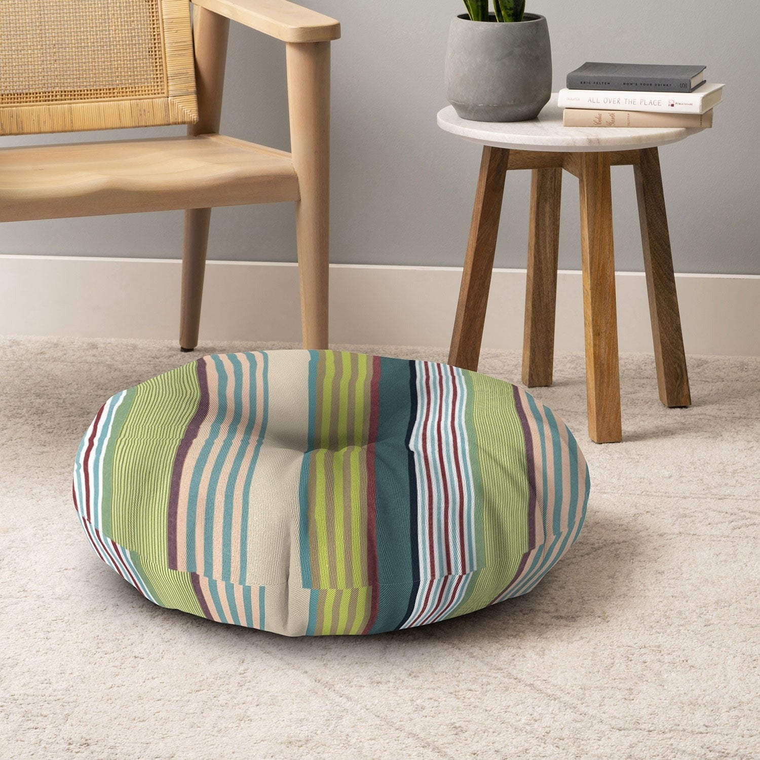 Marta Barragan Camarasa Colorful Stripe Delight Floor Pillow Round