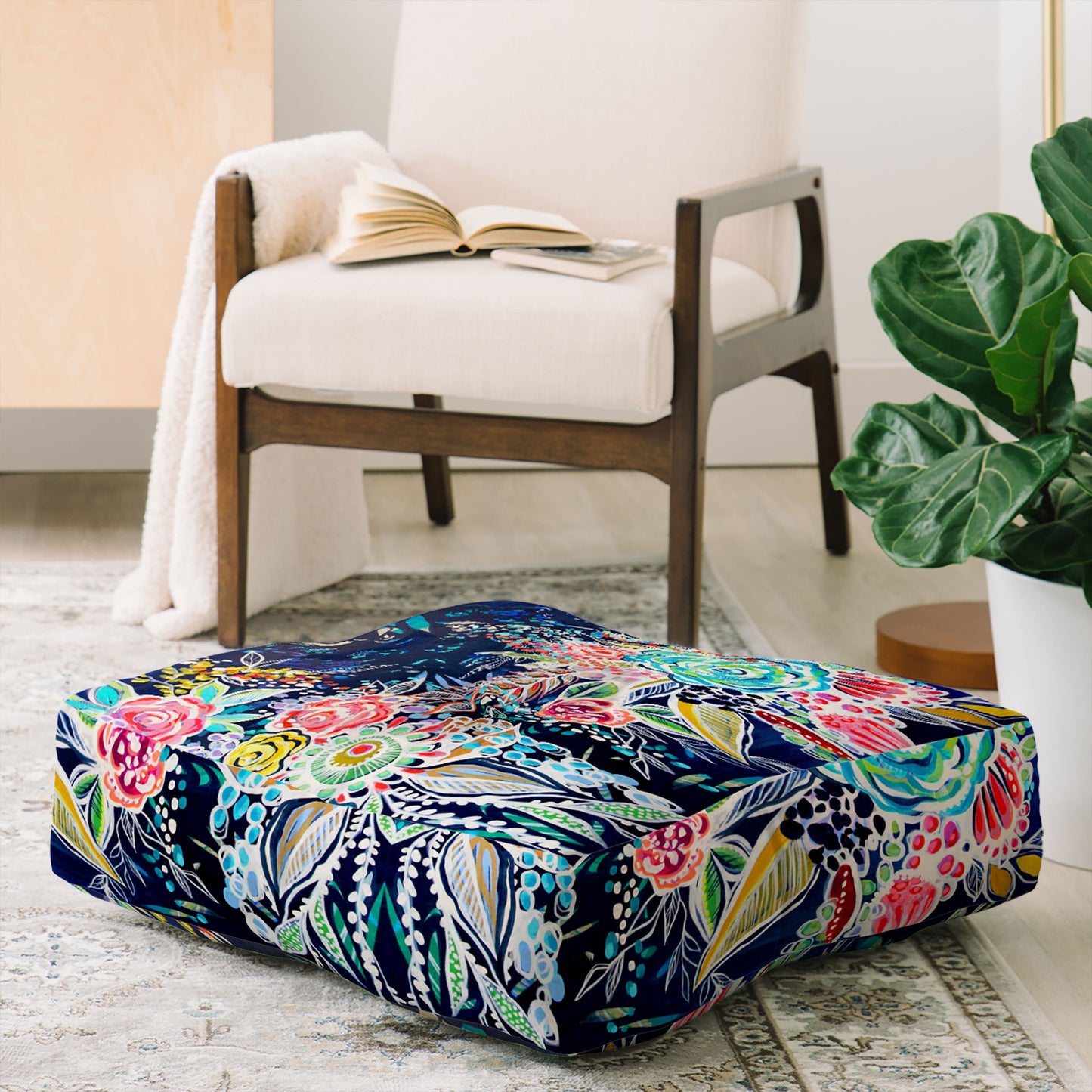 Stephanie Corfee Night Bloomers Floor Pillow Square