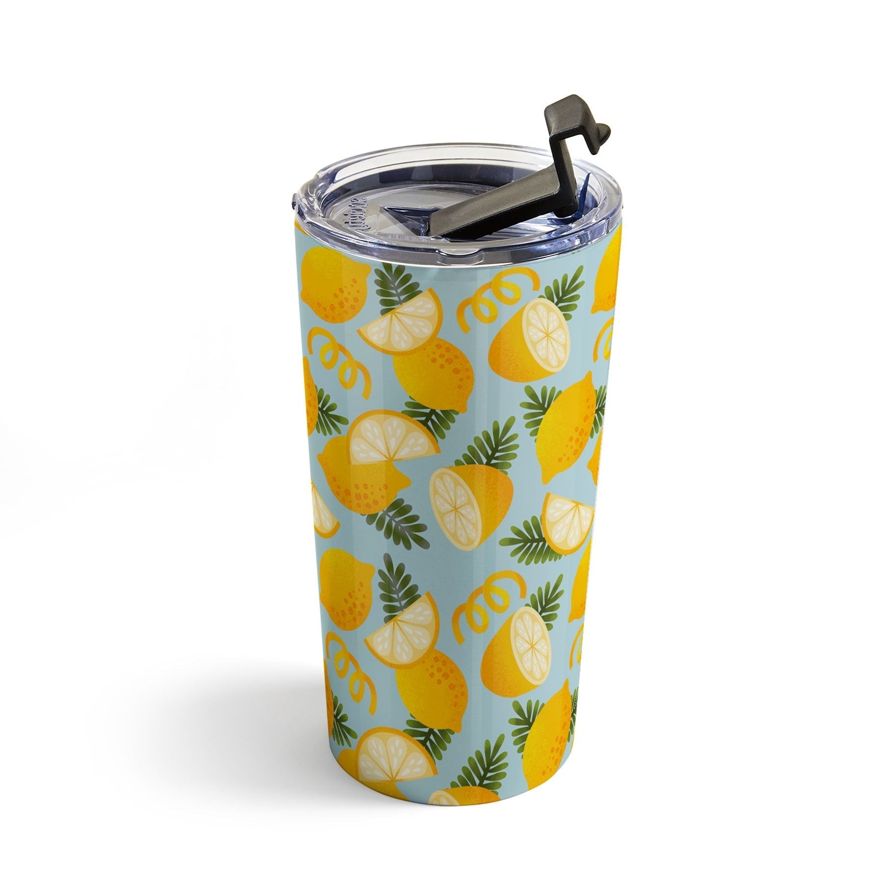 Jessica Molina Lemon Pattern on Sky Blue Travel Mug