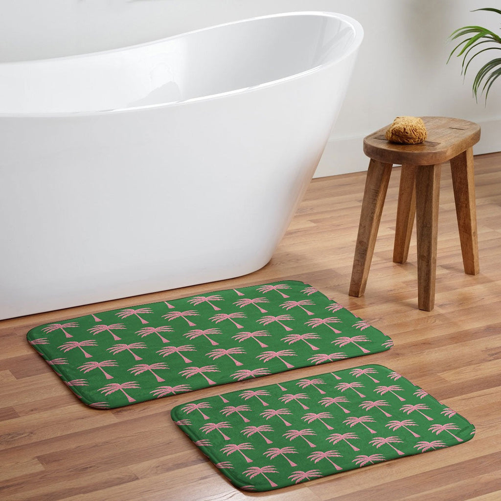 Design by Spark Pink Palm Tree Oasis Memory Foam Bath Mat