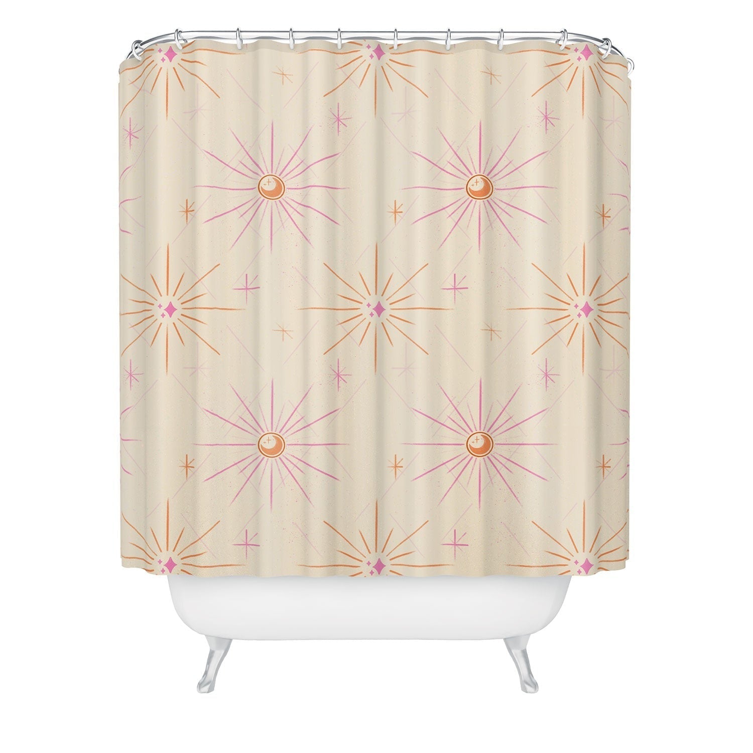 Little Om Pattern Little Moon cream Shower Curtain