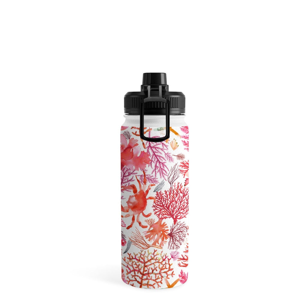 Ninola Design Botanic Retreat Coral Reef Crab Lobster Red Water Bottle