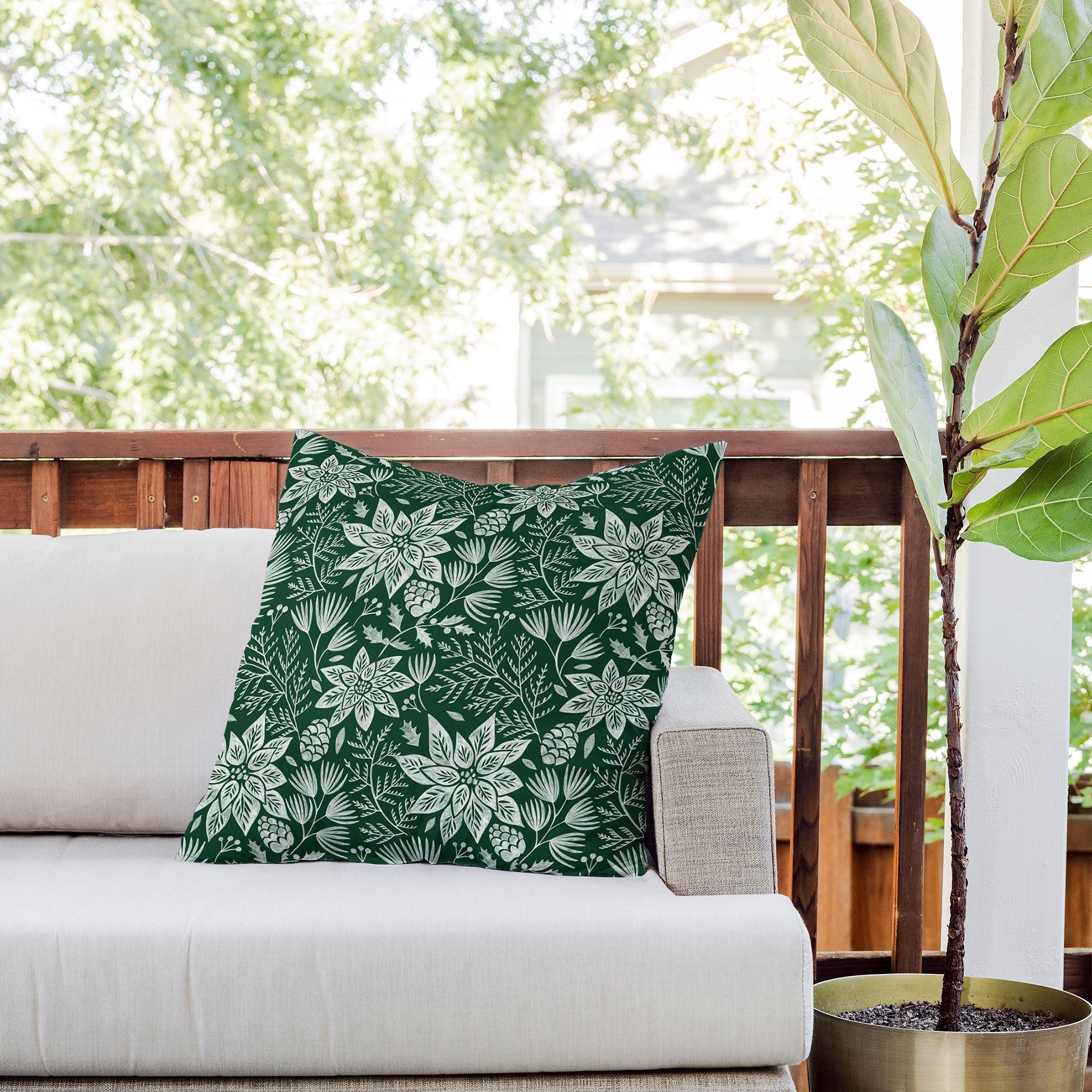 Pimlada Phuapradit Christmas Poinsettia Outdoor Throw Pillow