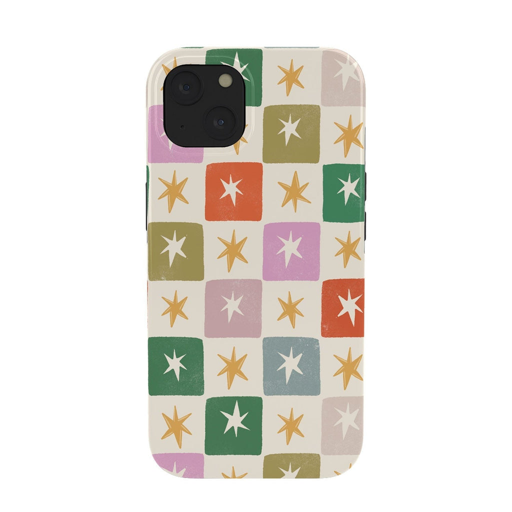 LouBruzzoni Retro Star Block Pattern Phone Case