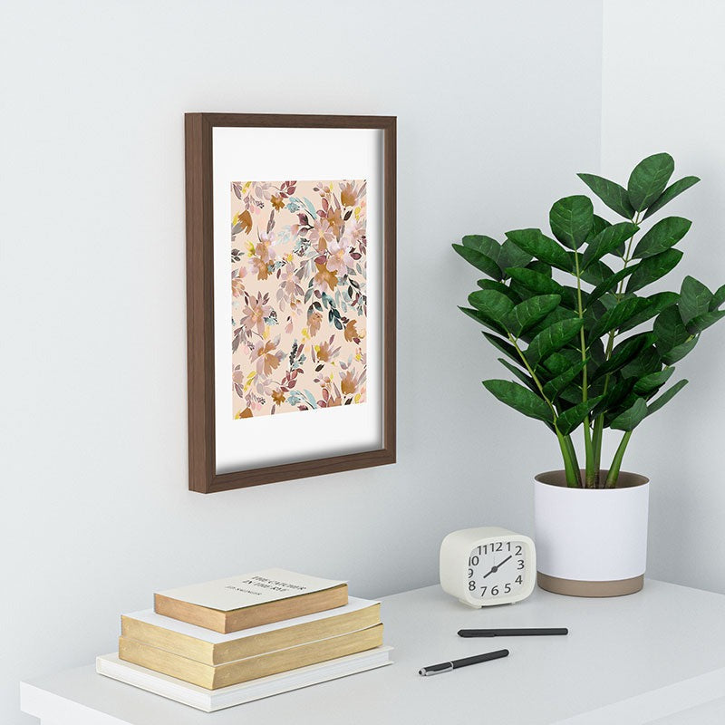Ninola Design Botanic Retreat Floral Oleander Whimsical Soft Pink Recessed Framing Rectangle