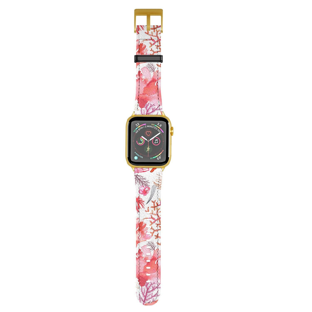 Ninola Design Botanic Retreat Coral Reef Crab Lobster Red Apple Watch Band