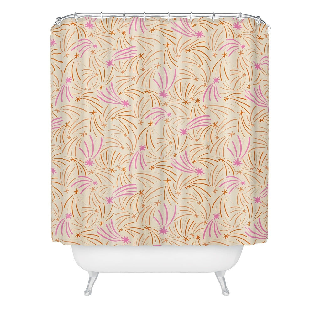 Little Om Pattern Shooting Stars cream Shower Curtain