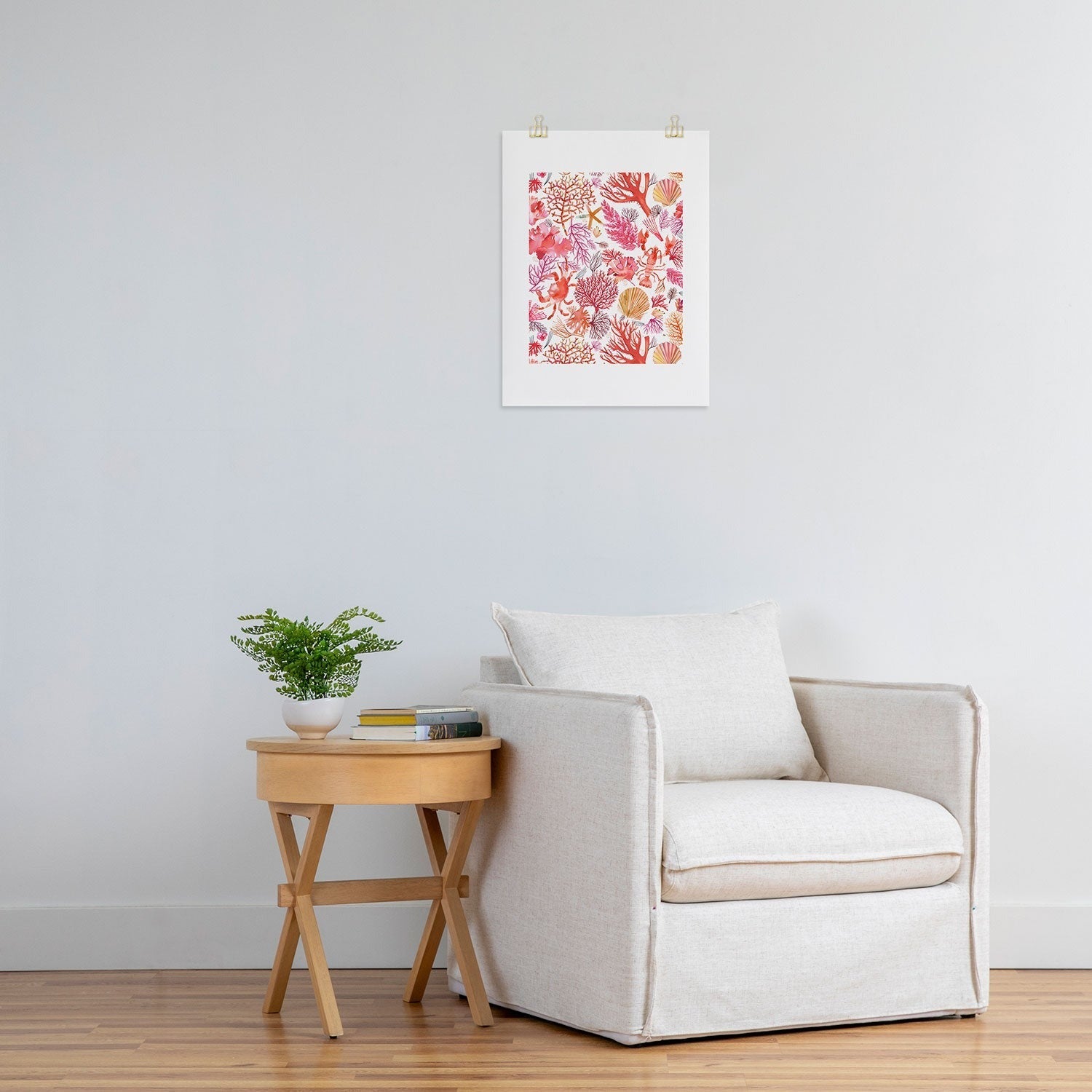 Ninola Design Botanic Retreat Coral Reef Crab Lobster Red Art Print