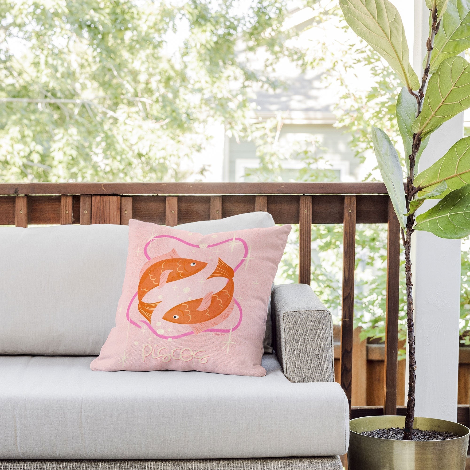Little Om Zodiac Sign Pisces Outdoor Throw Pillow