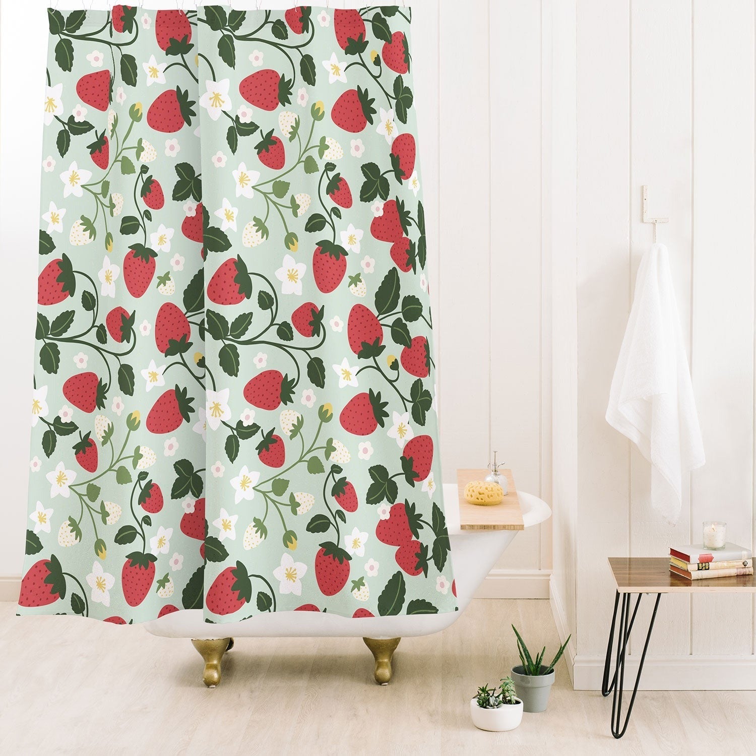 Design by Spark Strawberry Florals Fields Shower Curtain