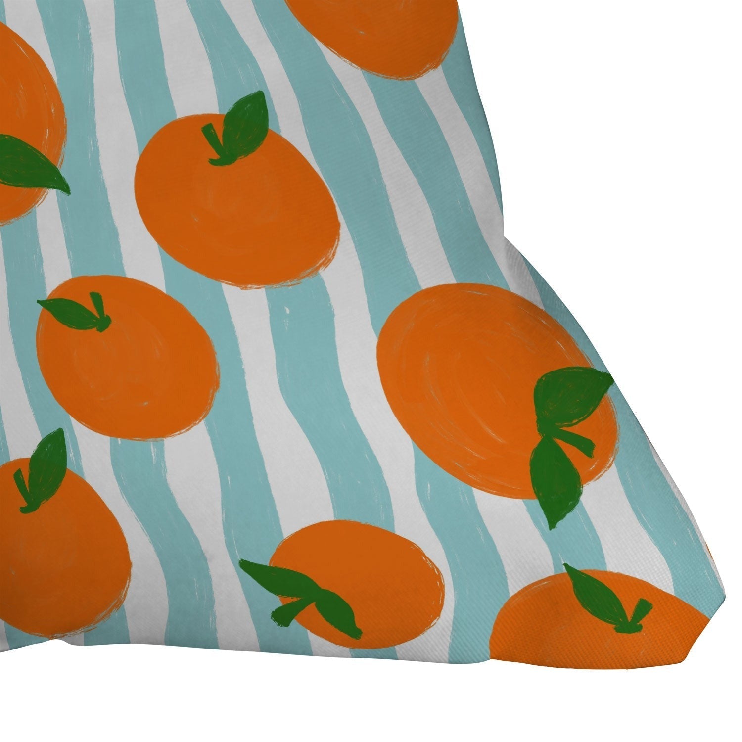 Design by Spark Zesty Oranges and Stripes Outdoor Throw Pillow